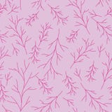 Rami disegnati a mano fucsia sul modello senza cuciture del fondo di rosa illustrazione vettoriale Rami disegnati a mano fucsia sul modello senza cuciture del fondo di rosa illustrazione vettoriale