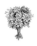 Ramo de flores Bosquejo blanco y negro del vector ilustración del vector Ramo de flores Bosquejo blanco y negro del vector ilustración del vector
