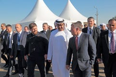 Ramzan Kadyrov, Mohammed al Nahyan y Abdullah II al-Hussein imagen de archivo libre de regalías Ramzan Kadyrov, Mohammed al Nahyan y Abdullah II al-Hussein imagen de archivo libre de regalías