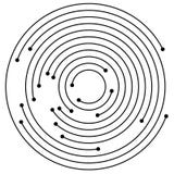 Random concentric circles with dots. Circular, spiral design element. vector illustration Random concentric circles with dots. Circular, spiral design element. vector illustration