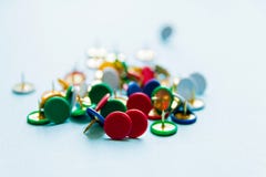 Randomly scattered multicolored Pushpins, office theme royalty free stock photo Randomly scattered multicolored Pushpins, office theme royalty free stock photo