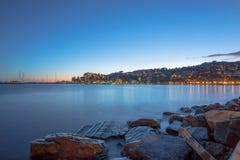 Rapallo coast by night, Genoa Genova, Italy stock photos Rapallo coast by night, Genoa Genova, Italy stock photos