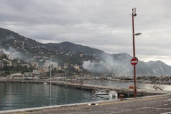 Rapallo Italy November/5/2018 - Disastrous outcome of a powerful storm that occurred on the night of October 29 in the harbor of stock images Rapallo Italy November/5/2018 - Disastrous outcome of a powerful storm that occurred on the night of October 29 in the harbor of stock images