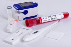 Rapid Covid-19 coronavirus test kit for antibody or sars-cov-2 virus disease and epidemic concept background