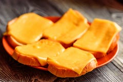 Rarebit Or Toasted Bread With Melted Cheese Stock Image