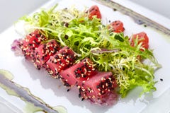 Raw Fish Tuna With Salad Royalty Free Stock Image