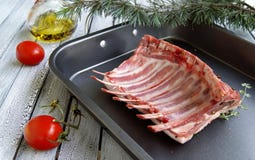Raw lamb ribs to the Christmas stock photo Raw lamb ribs to the Christmas stock photo