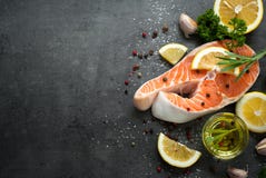 Raw salmon steak stock image Raw salmon steak stock image
