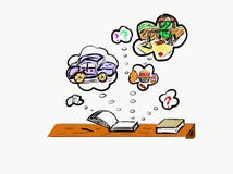 Read a book and fantasize a story of your own vector illustration Read a book and fantasize a story of your own vector illustration