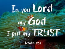 In You Lord my God I Put My Trust design for Christianity with underwater background.