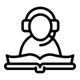 Reading an audio book icon, outline style vector illustration Reading an audio book icon, outline style vector illustration