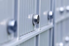 Real apartment mailboxes in metal at entrance of modern resident stock photography Real apartment mailboxes in metal at entrance of modern resident stock photography