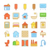 Real Estate färbte Vektor-Ikonen 5 stock abbildung Real Estate färbte Vektor-Ikonen 5 stock abbildung