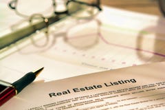 Real Estate Listing Contract on Realtor Marketing stock photo Real Estate Listing Contract on Realtor Marketing stock photo