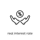 Real interest rate icon. Trendy modern flat linear vector Real i stock illustration Real interest rate icon. Trendy modern flat linear vector Real i stock illustration