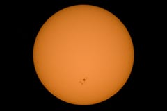 Real Picture Of The Sun With A Big Sunspot Group. Made With Meade Schmid-Cassagrain Telescope With Focal Lenght 2000mm, 2x Royalty Free Stock Image Real Picture Of The Sun With A Big Sunspot Group. Made With Meade Schmid-Cassagrain Telescope With Focal Lenght 2000mm, 2x Royalty Free Stock Image