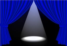 Realistic Blue Stage Curtains And Spot Ligh Royalty Free Stock Images