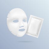 Realistic 3d Detailed White Blank Facial Mask Cosmetics Template Mockup Set. Vector stock illustration Realistic 3d Detailed White Blank Facial Mask Cosmetics Template Mockup Set. Vector stock illustration