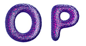 Realistic 3D letters set O, P made of purple plastic. stock illustration Realistic 3D letters set O, P made of purple plastic. stock illustration