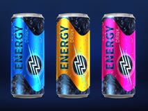 Realistic Disposable Energy Drink Cans In Different Colors Of Design Vector Template Isolated On White Background Stock Images Realistic Disposable Energy Drink Cans In Different Colors Of Design Vector Template Isolated On White Background Stock Images