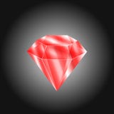 Realistic red round gem ruby. Colorful gemstone for using as logo, icon or web decor stock illustration Realistic red round gem ruby. Colorful gemstone for using as logo, icon or web decor stock illustration