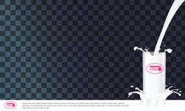 Realistic Vector Glass To Pour Milk Splash. Empty Milk Advertisement Or Banner Template For Your Design. Royalty Free Stock Images Realistic Vector Glass To Pour Milk Splash. Empty Milk Advertisement Or Banner Template For Your Design. Royalty Free Stock Images