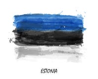 Realistische Aquarellmalereiflagge von Estland Vektor stock abbildung Realistische Aquarellmalereiflagge von Estland Vektor stock abbildung