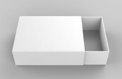Realistische Paket-Pappgleitender Kasten auf grauem Hintergrund Für kleine Felder, Abgleichungen und andere Sachen 3d übertragen lizenzfreie abbildung Realistische Paket-Pappgleitender Kasten auf grauem Hintergrund Für kleine Felder, Abgleichungen und andere Sachen 3d übertragen lizenzfreie abbildung