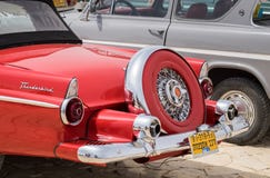 Rear part of vintage Ford Thunderbird presented on oldtimer car show, Israel royalty free stock image Rear part of vintage Ford Thunderbird presented on oldtimer car show, Israel royalty free stock image