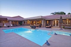 Rear view of luxury villa with swimming pool stock photography Rear view of luxury villa with swimming pool stock photography