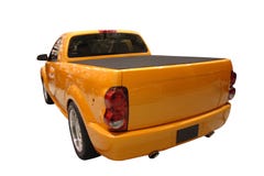 Rear View Of A Sporty Dodge Ram Pickup Truck Isolated Over White