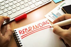Rebranding written in a note. royalty free stock image Rebranding written in a note. royalty free stock image