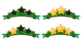 Recepci?n de la pantalla del juego del logro de la historieta Ejemplo del vector con las estrellas de oro stock de ilustración Recepci?n de la pantalla del juego del logro de la historieta Ejemplo del vector con las estrellas de oro stock de ilustración
