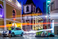 Recife, Pernambuco Brazylia, FEB, -, 2017: Lekki obraz przy Moeda ulicą obrazy stock Recife, Pernambuco Brazylia, FEB, -, 2017: Lekki obraz przy Moeda ulicą obrazy stock