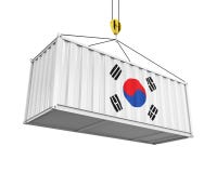 Recipiente com bandeira e Crane Hook coreanos ilustração royalty free Recipiente com bandeira e Crane Hook coreanos ilustração royalty free