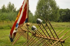 Reconstruction of the Old Russian battle stock images Reconstruction of the Old Russian battle stock images