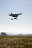 Recording drone on the sky over white flowers field stock photo Recording drone on the sky over white flowers field stock photo