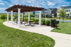 Recreation area with pergola and barbecue