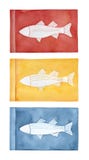 Various flags collection with beautiful fish silhouette. royalty free illustration Various flags collection with beautiful fish silhouette. royalty free illustration