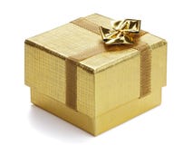Rectángulo de regalo de oro. foto de archivo Rectángulo de regalo de oro. foto de archivo