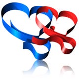 Red And Blue Ribbon Hearts-3d Stock Photos Red And Blue Ribbon Hearts-3d Stock Photos