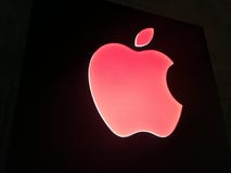 Red Apple logo on black background royalty free stock photos Red Apple logo on black background royalty free stock photos