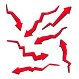 Red Arrow Pointing Downward And Rising Set Vector vector illustration Red Arrow Pointing Downward And Rising Set Vector vector illustration