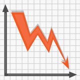 The red arrow tends down on the chart vector illustration The red arrow tends down on the chart vector illustration