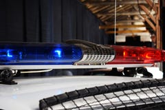 Red and blue flashes on the cars of the Police stock photos Red and blue flashes on the cars of the Police stock photos