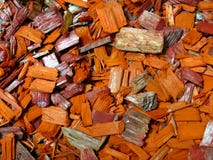 Red, Brown And Orange Wood Chip Mulch With Split Wood Texture Royalty Free Stock Image