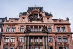 Red building in baroque style on Wenceslas Square stock photo Red building in baroque style on Wenceslas Square stock photo