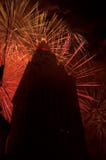 Red Bursts Behind The Building Royalty Free Stock Image Red Bursts Behind The Building Royalty Free Stock Image