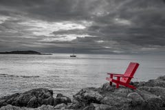 Red chair black and white nature background royalty free stock photography Red chair black and white nature background royalty free stock photography