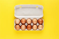 Red chicken eggs in a tray stock photos Red chicken eggs in a tray stock photos